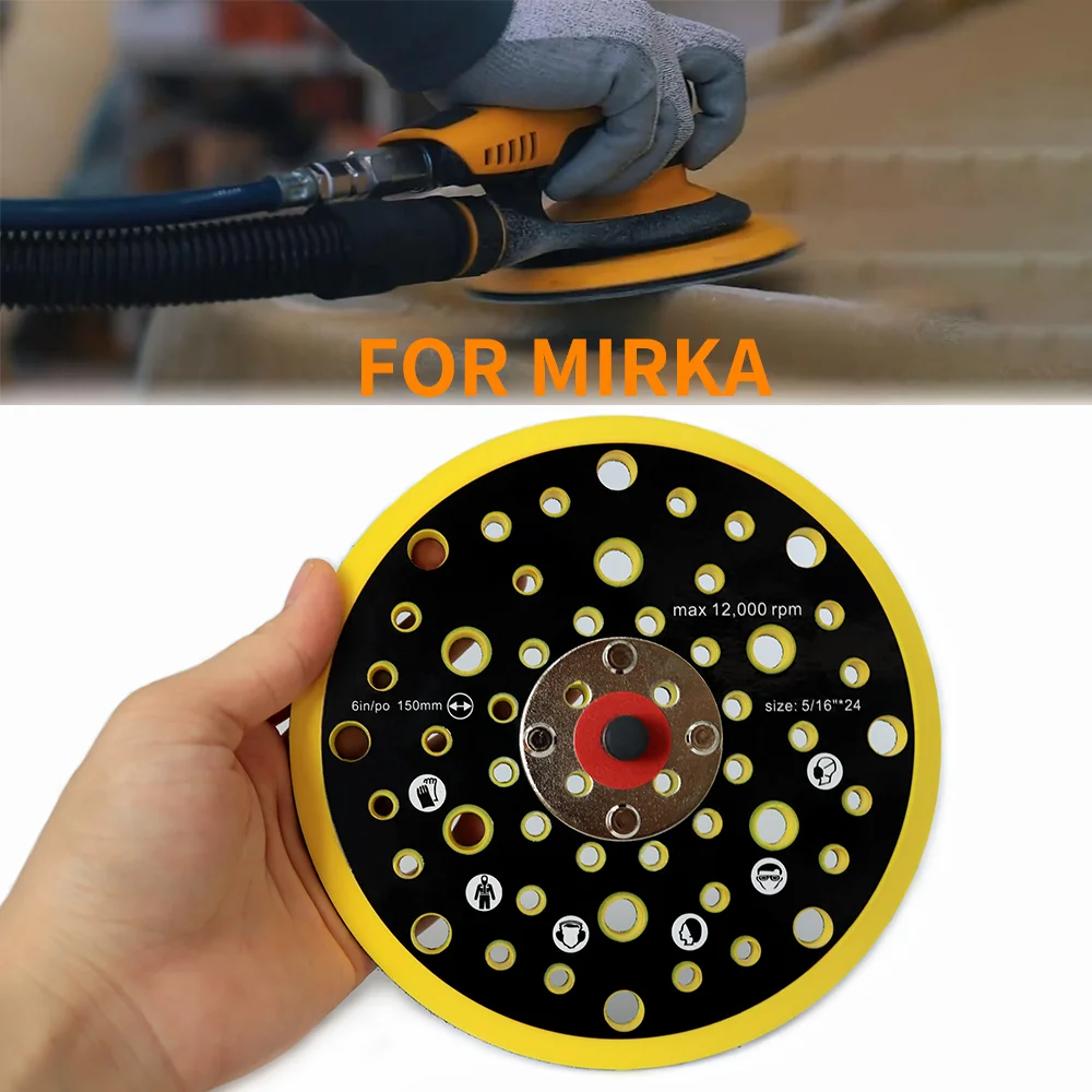 6 Inch Sander Backing Pad for MIRKA,150mm 52 Holes Hook and Loop Sanding Pad with 5/16\