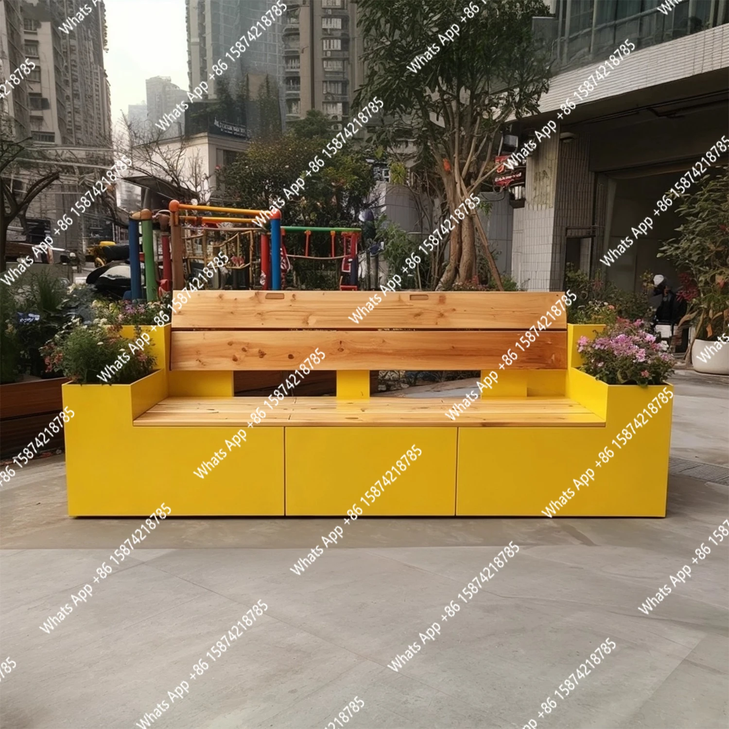 Outdoor commercial street flower box seat combination planting box indoor and outdoor courtyard flower slot seat