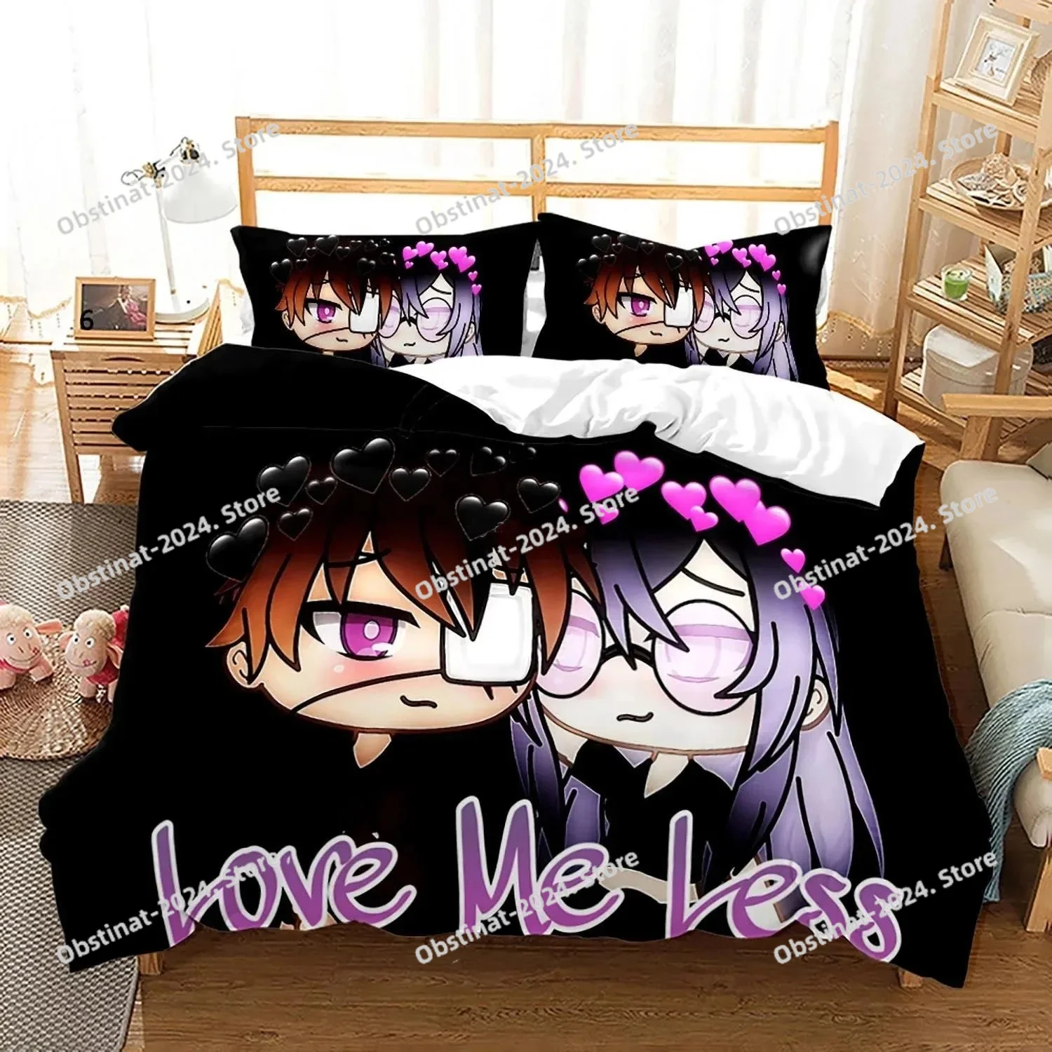 

3D Printed New Gacha Life Bedding Set Pillowcase Duvet Cover 3Pcs Double Twin Full Queen King Adult Boys Bedclothes Quilt Cover