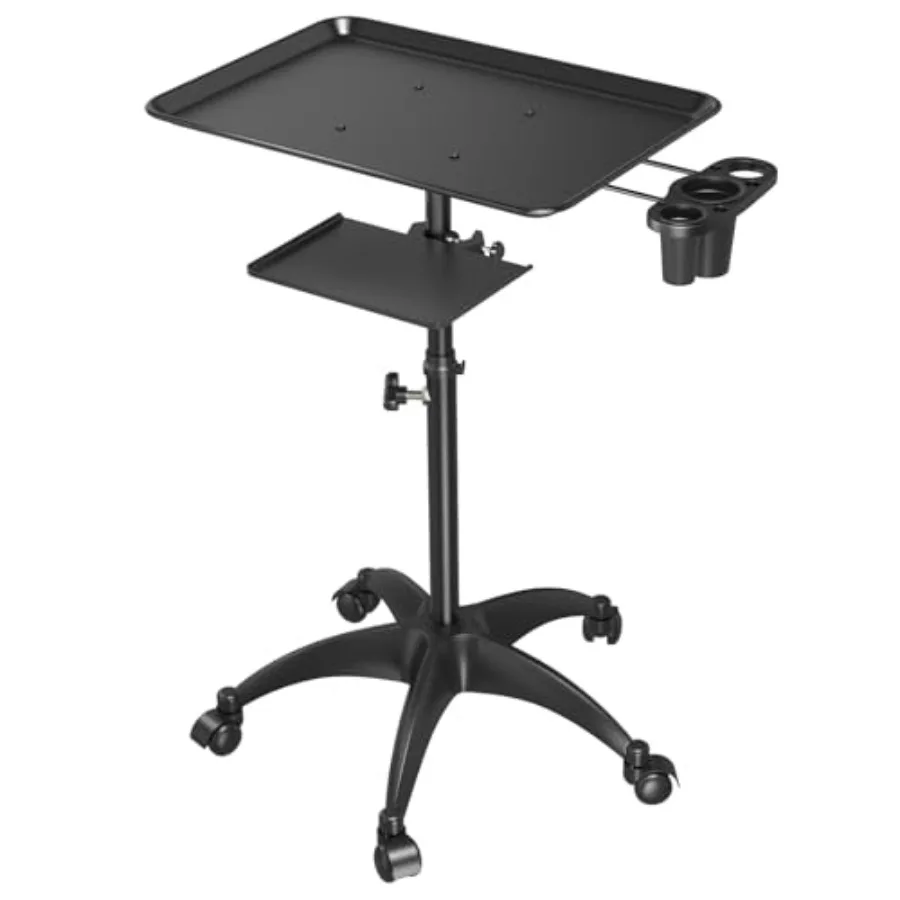 

Salon Tray Cart with Storage Platform Aluminum Tattoo Tray with Wheels Trolley Adjustable Height Salon Tray Equipment Service I