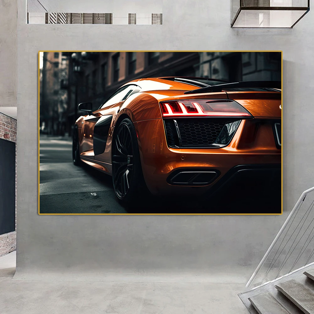 

Supercar R8 Racing Tail Lights Poster And Print Modern Luxury Racing Canvas Painting Sports Car Club Wall Art Room Home Decor