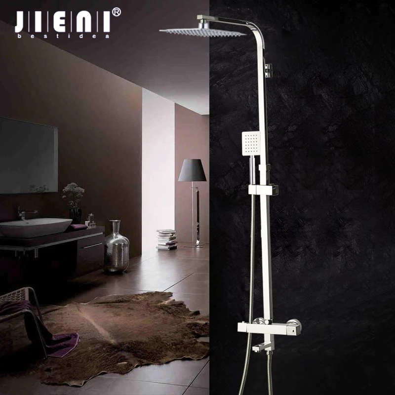 

JIENI 8 inch Rainfall 3 Functions Shower Head Shower Set Bathroom Thermostatic Bathtub Shower Water Tap Faucet Mixer Tap