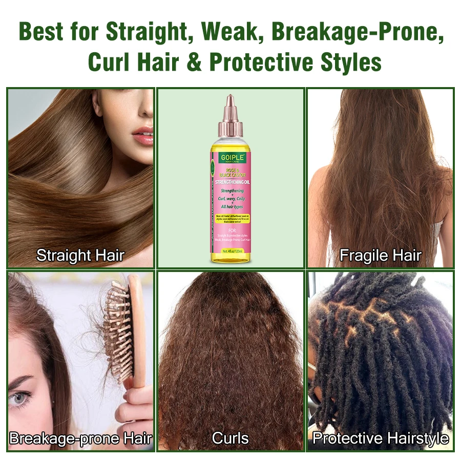 Rose Black Castor Oil Moisturizing Hair Care Essence Oil Nourishes Dry and Damaged Hair Leave-In Conditioner for All Hair Types