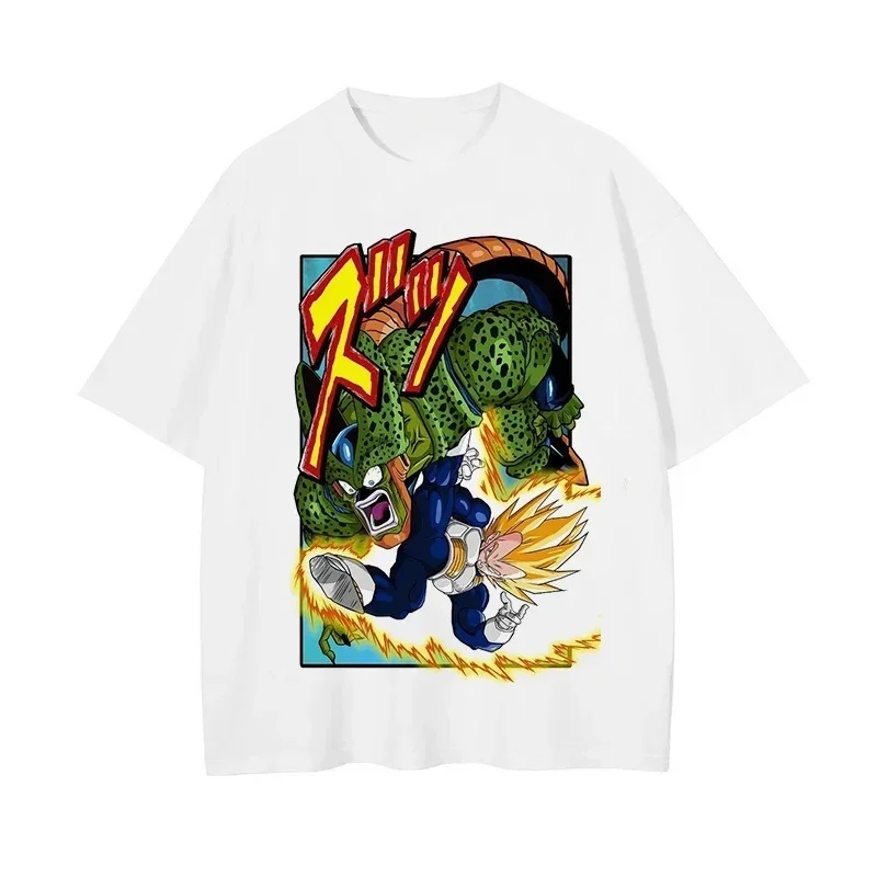 2026 New Summer Dragon Ball 40th Anniversary Cell 100%Cotton Anime Printed T-shirt Extra Size Casual Streetwear Unisex Y2k