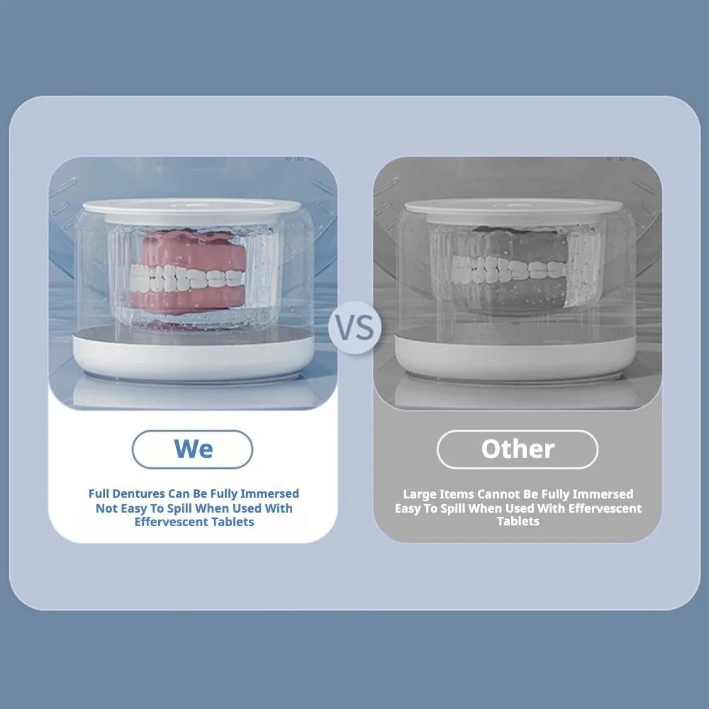 Ultrasonic Portable Retainer Cleaner Machine for Dentures Mouth Guard Aligner Whitening Trays, Personal Oral Care Supplies