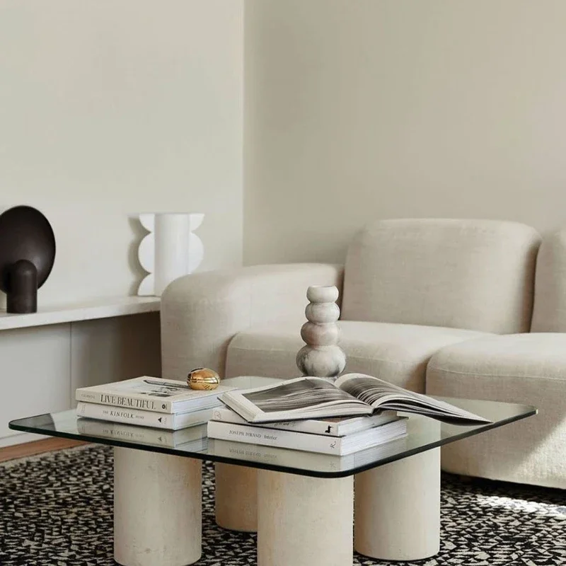 

Designer Model Nordic Simple Tempered Glass Side Table Korean Modern Sofa Table Silent Style Tea Table
