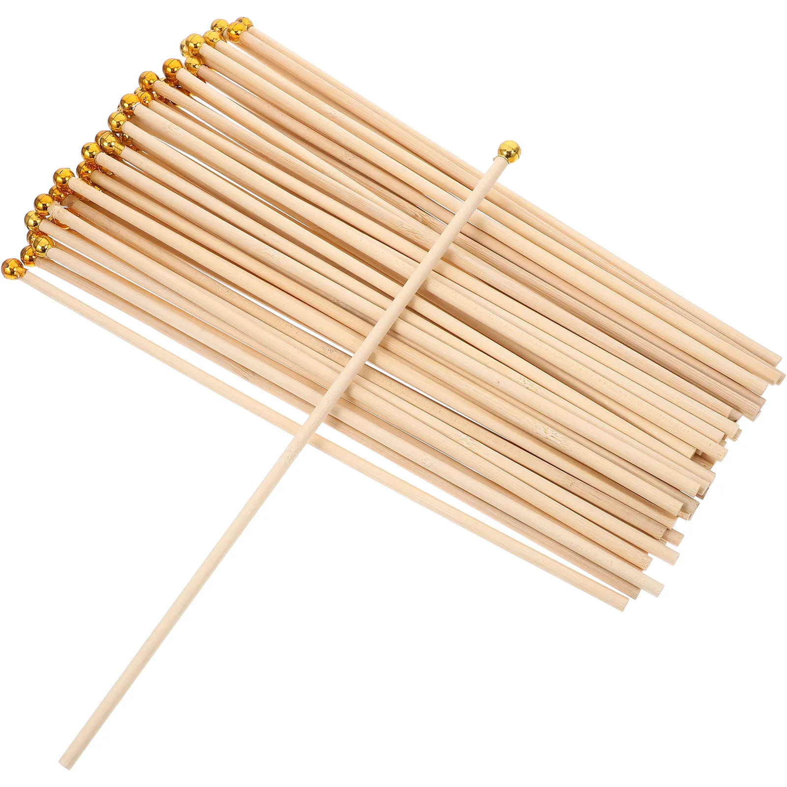 50Pcs Small Wooden Flag Pole Hand Waving Flag Stick Ideal for Mini American Flags Table Centerpieces Outdoor Indoor Events