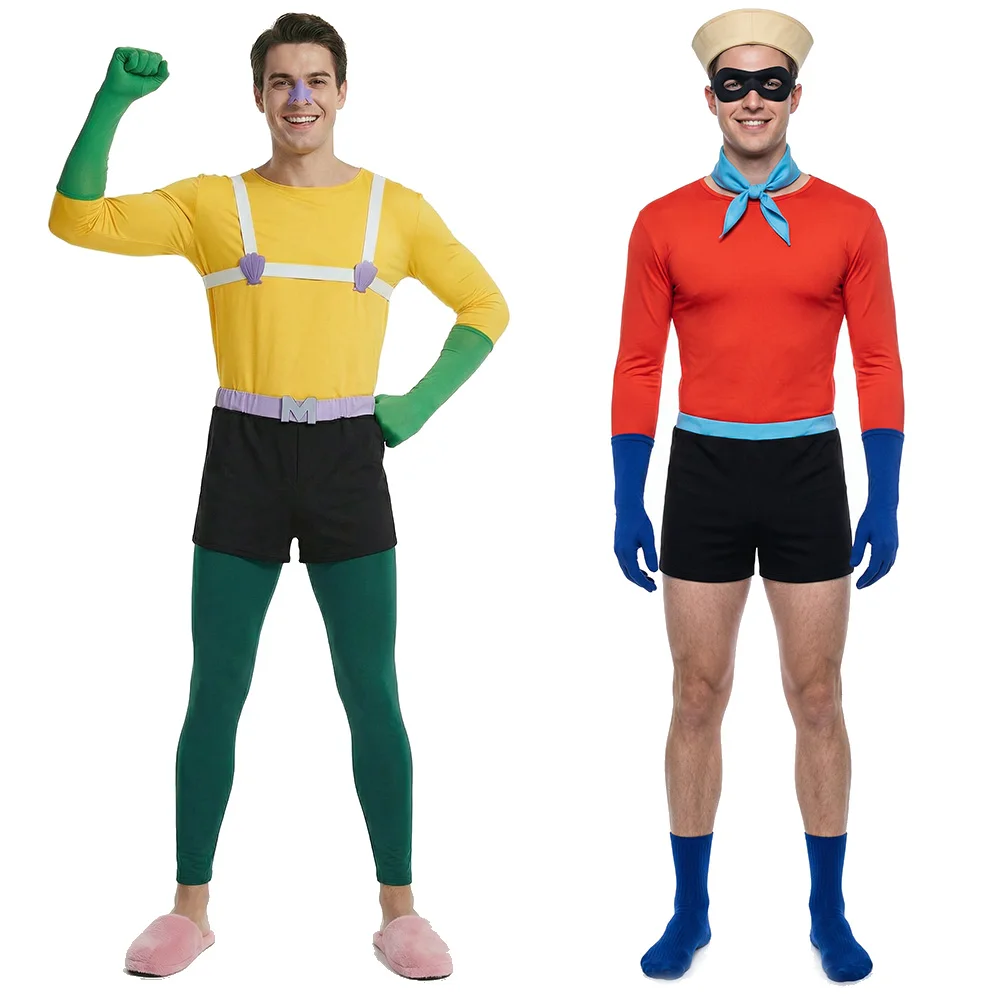 Adult Mermaid Man Ernie Barnacle Boy Tim Cosplay Costume Huckler Cartoon Roleplay Carnival Comic-Con Outfit Men Gifts Takerlama