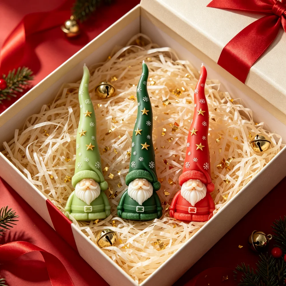 DIY Weihnachtskerzenform Weihnachtsmann Silikonform Handgemachte Duftkerzen Gipsmalerei-Formen Weihnachtsmann-Langstab Weihnachtskerzen-Gießform