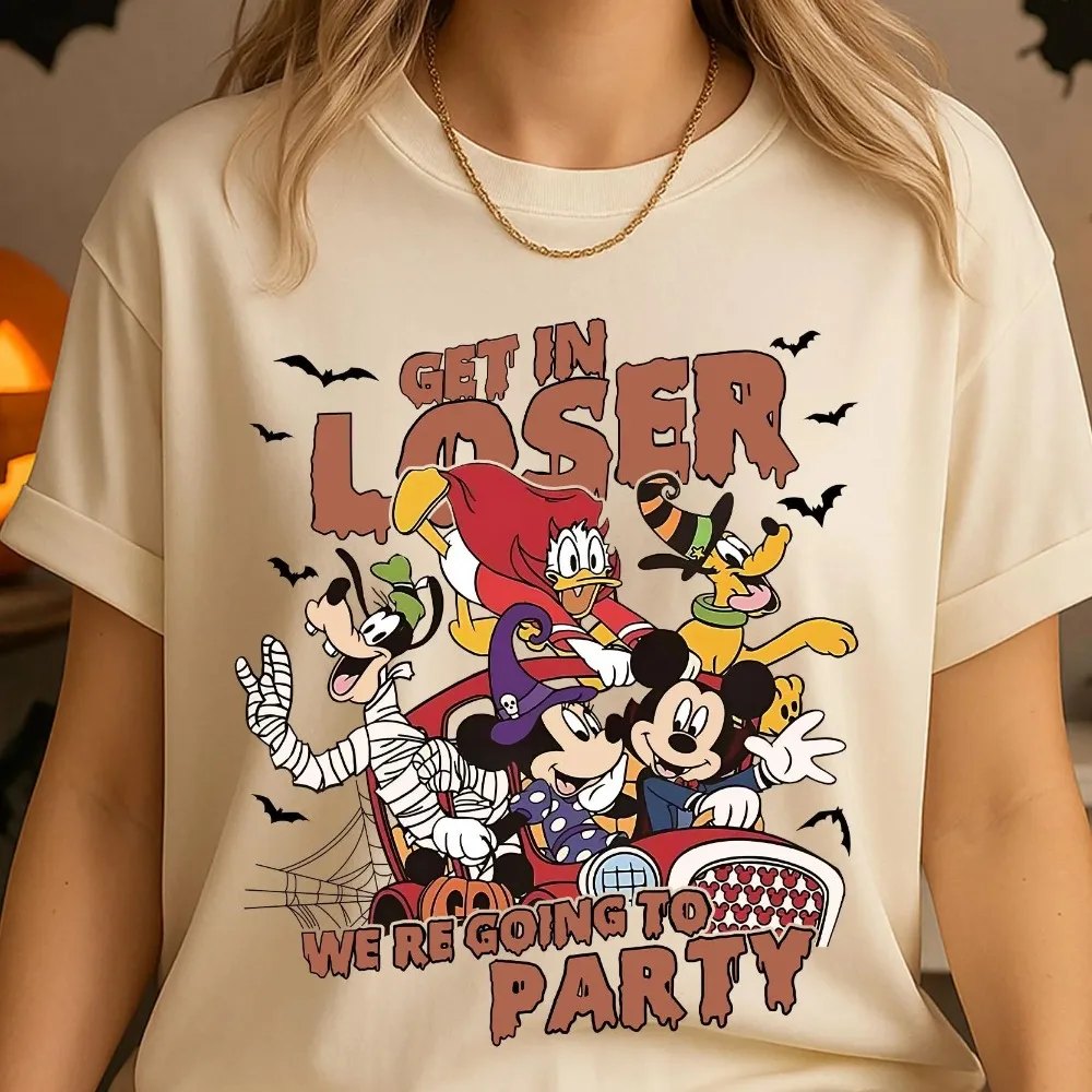 قميص Potdemiel Retro Mickey Friends Halloween 2025 Get in Loser Party Tee Not So Scary Disney Trip Outfit