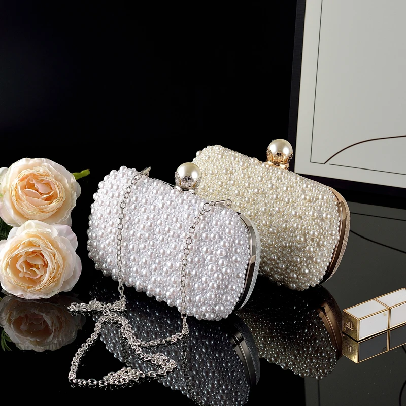 Women\'s Evening Bag Party / Evening Pearls Pearl White Pink/Beige/White