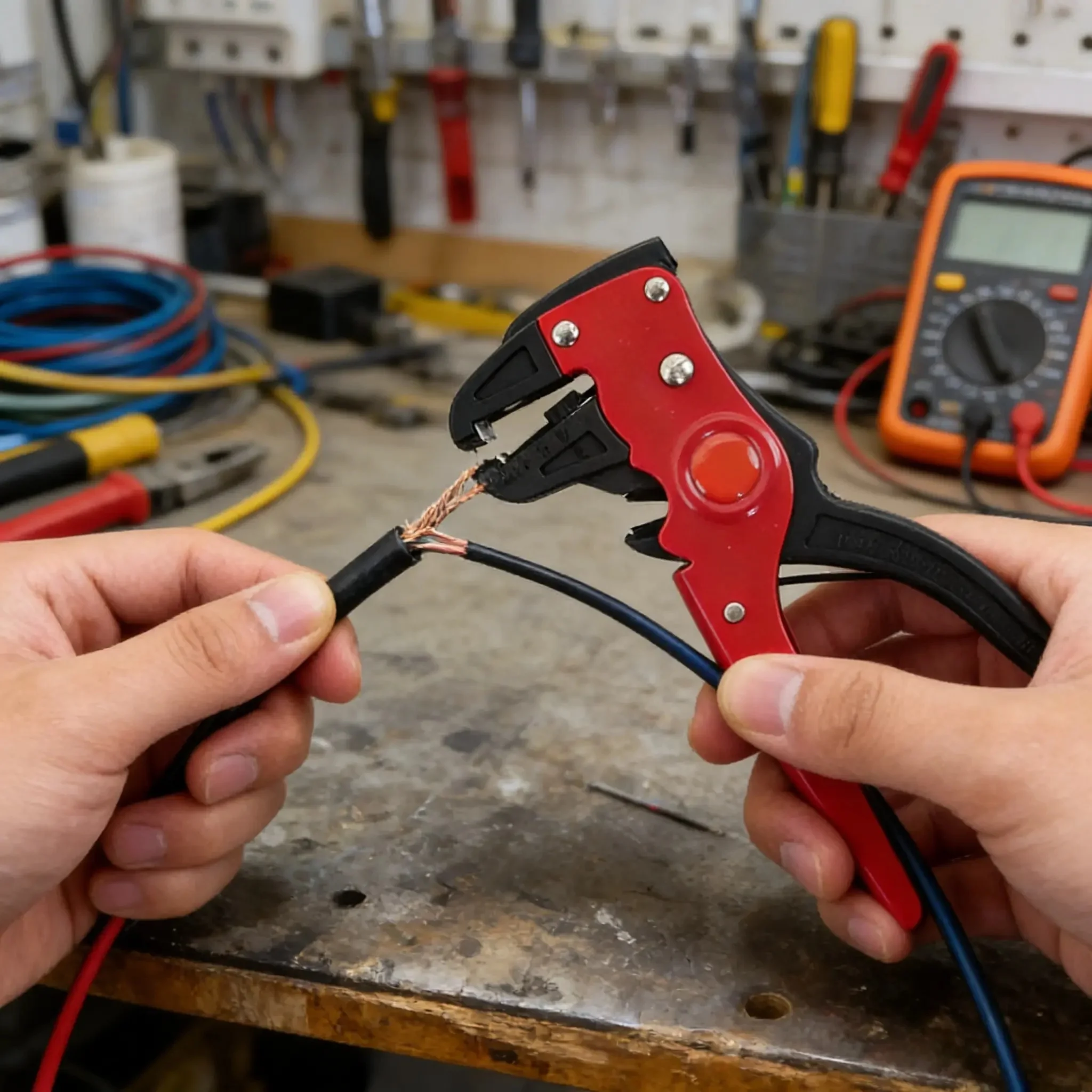 Automatic Wire Stripper Tool–0.2-6 mmAdjustable Cable Cutter–Multifunctional Mini Trumpet-Style Pliers for Electricians