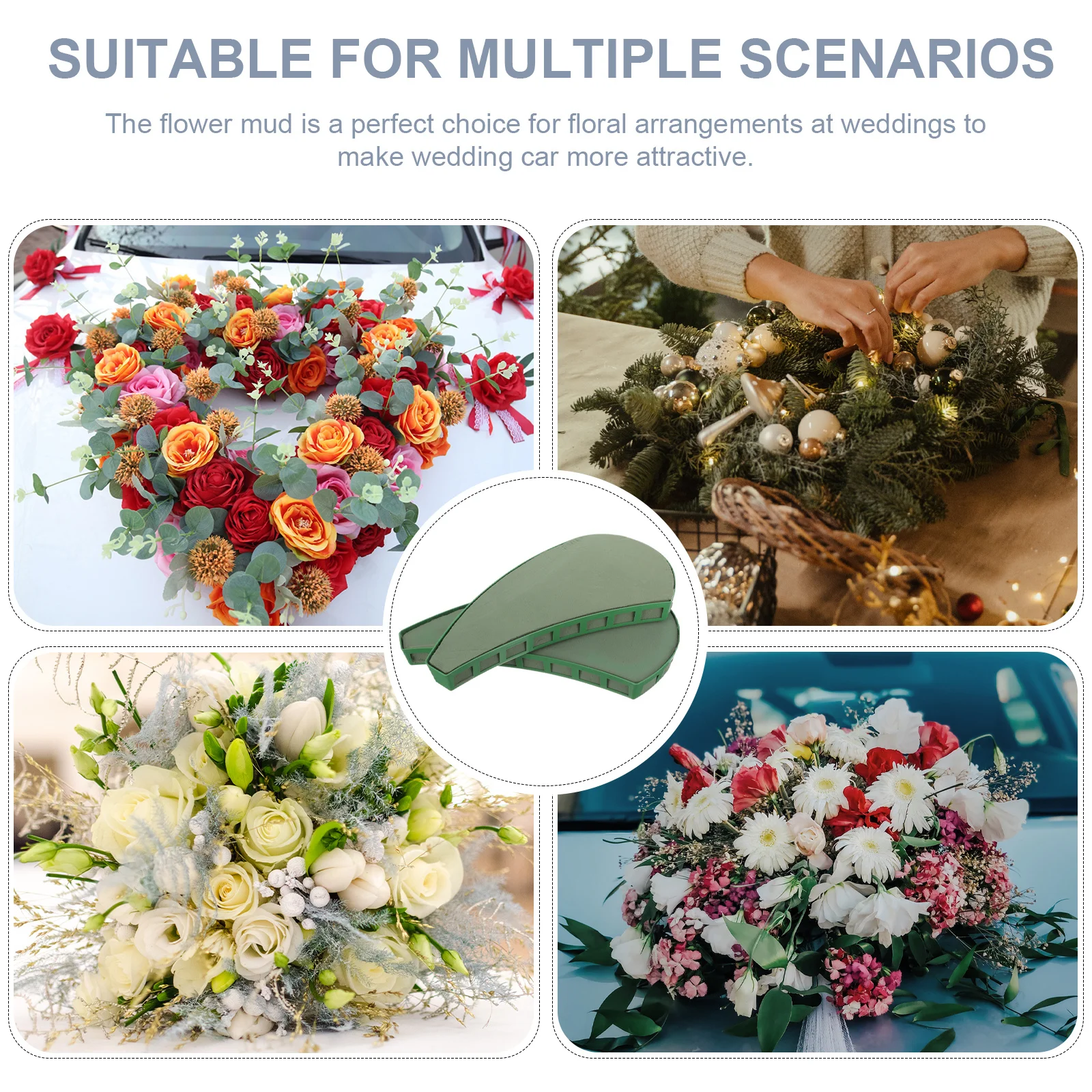 2 stks Auto Front Bloem Lade Halve Maan Zuignap Mount Bruiloft Decor Floral Foam Blokken Voor Verse Kunstbloemen Vervangbaar