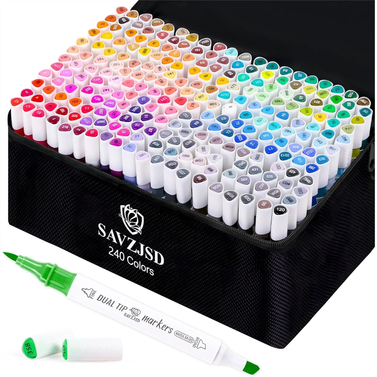 

240 Colors Dual Tip Markers Set, Fine & Chisel Double Tipped Art Markers for Coloring, Painting, Water-Based Non-Toxic