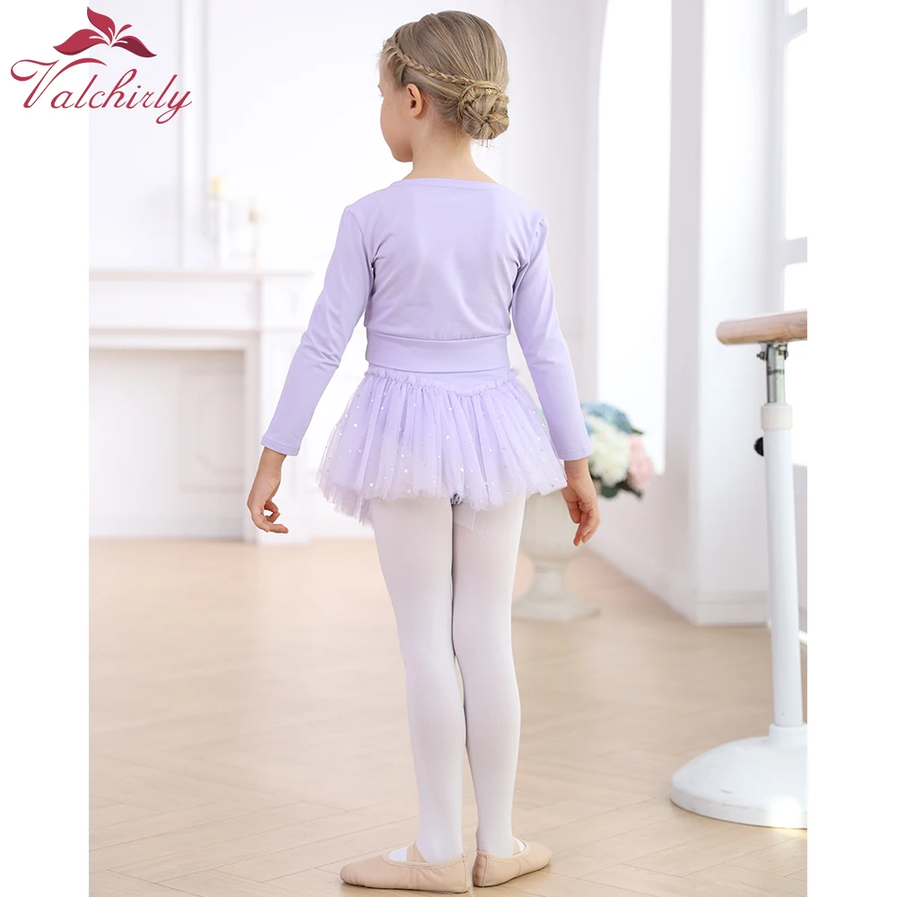 New Girls Long Sleeves  Ballet Wrap Cardigan Soft Cotton Top Coat Dancewear for Kids