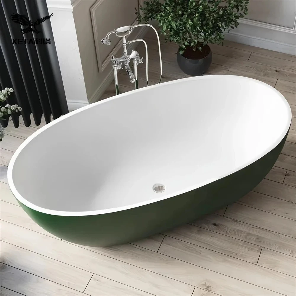 

Цвет зеленый с тонким краем, отдельно стоящая ванна из искусственного камня для отеля, проживания в семье, дома, ванна для взрослыхAsmt52