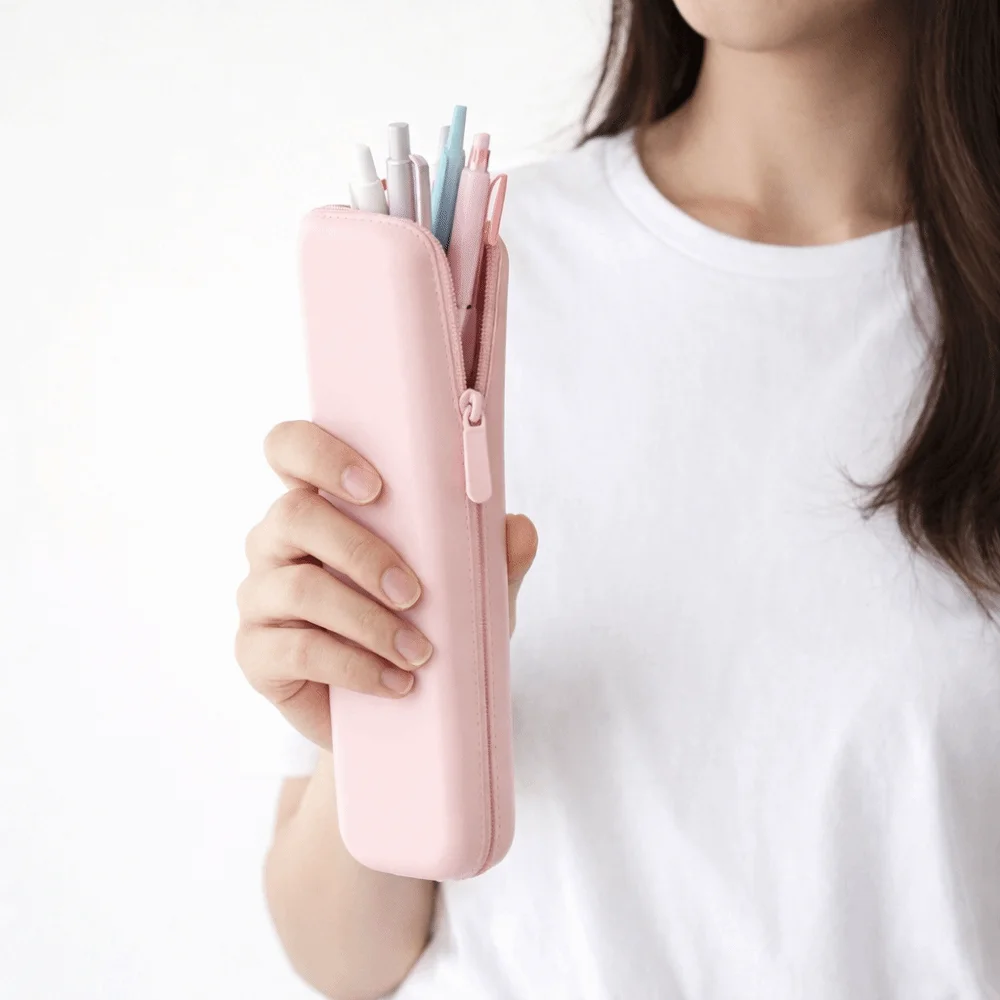 Durable Solid Color Silicone Pencil Case Multifunctional Zipper Pen Bag Macaron Soft Stationery Storage Bag Friends