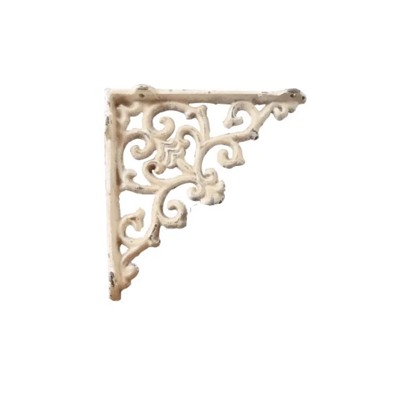 

Vintage Distressed Cast Iron Bracket with Classic Floral Design – Available in White, Rust, and Black