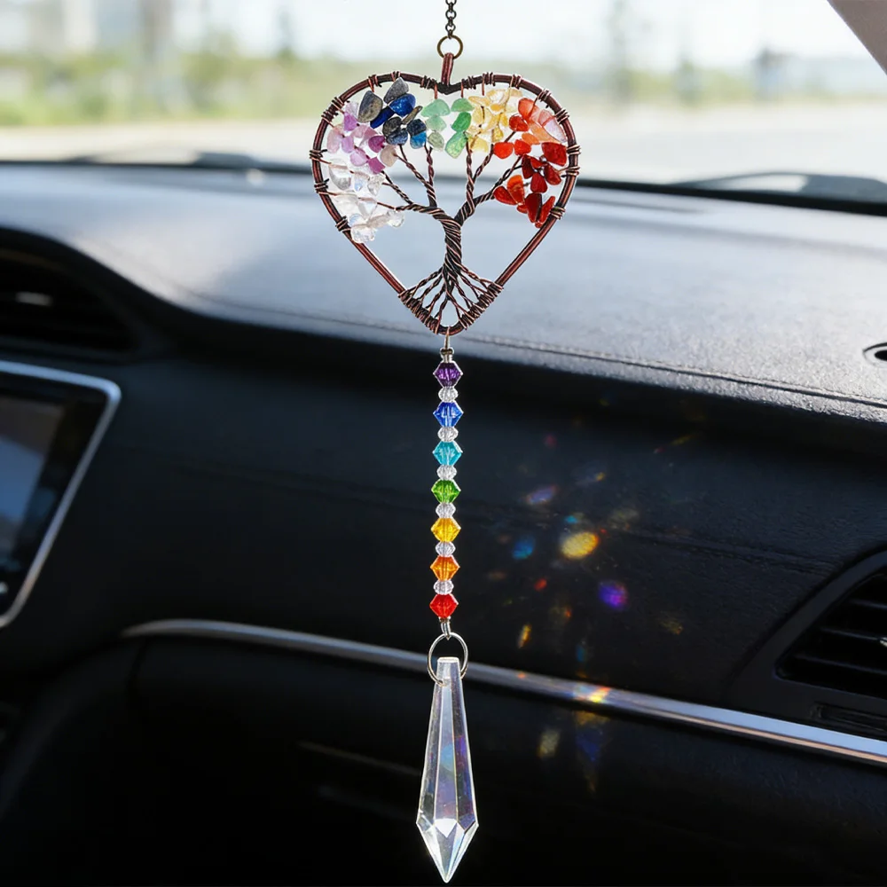 Crystal Sun Catcher Tree of Life Pendant Rainbow Maker |Car Hanging Ornament Wind Chime Pendant