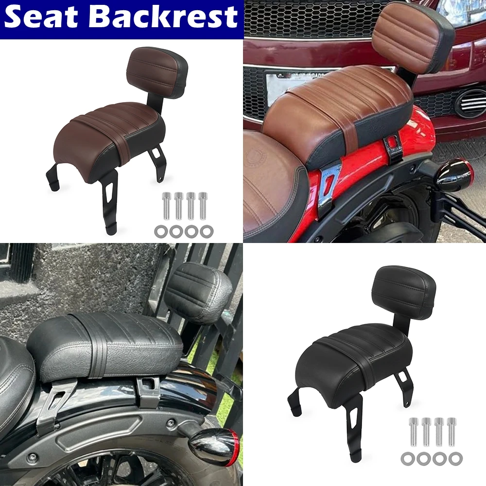 

Motorcycle Passenger Seat Backrest For Indian Scout 2023 2024 Scout Bobber Sixty Leather Rear Passenger Seat with Backrest Pad