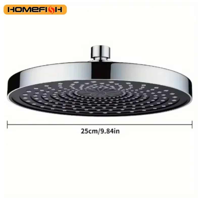 25cm Large Top Shower Head High Flow Pressurized Bathroom Shower Sprayer Single Head for Home Use