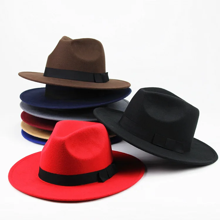 European American Street Style Cap Wool British Retro Jazz Caps Kids Big-brimmed Top Hats Felt Hat Versatile Shade view 3