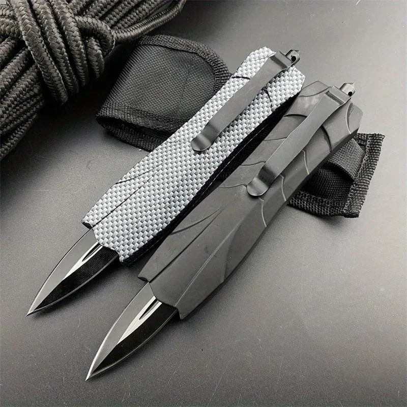 

Black EDC Outdoor Pocket Knife Camping Fishing Self-defense Hiking Multifunctional Survival Tool with Nylon Sheath Knife for Men