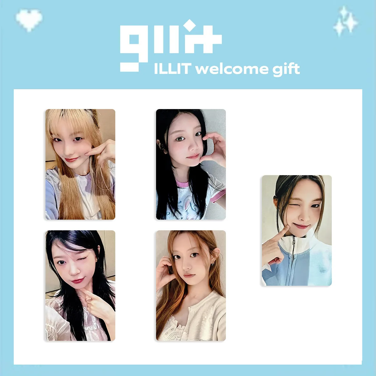 5Pcs/Set KPOP ILLIT WVS Selfie Lomo Cards Wonhee Moka Yunah GLLIT MEMBERSHIP Cute Photocards Iroha Minju Postcards Fans Gifts