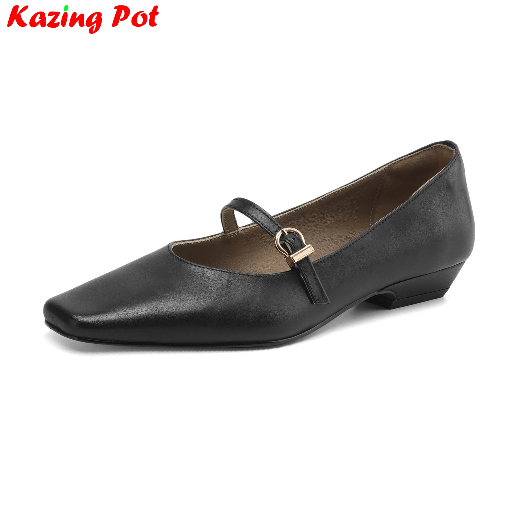 

Krazing Pot из коровьей кожи с квадратным носком, лаконичные летние туфли Мэри Джейн на низком каблуке, офисные женские туфли для свиданий, элегантные роскошные женские туфли-лодочки