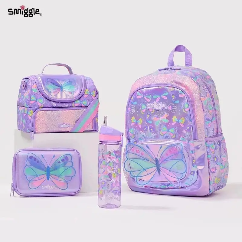 new Australia Smiggle Children Study Stationery Student Butterfly School Bag Lunch Bag Pencil Box Water Cup Anime Backpack Gift