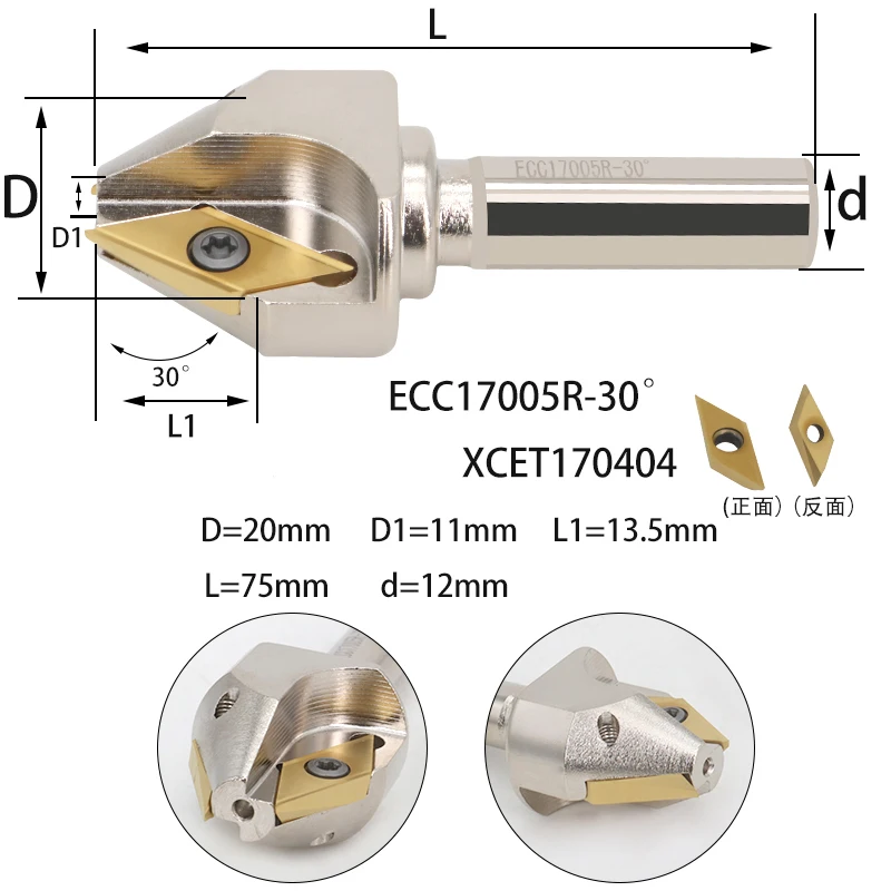 BEYOND ECC31005R ECC17005R 30 45 60 Degrees Milling Chamfering Arbor Tools ECC CNC Inserts XCET310404 XCET170402 Holder XCET