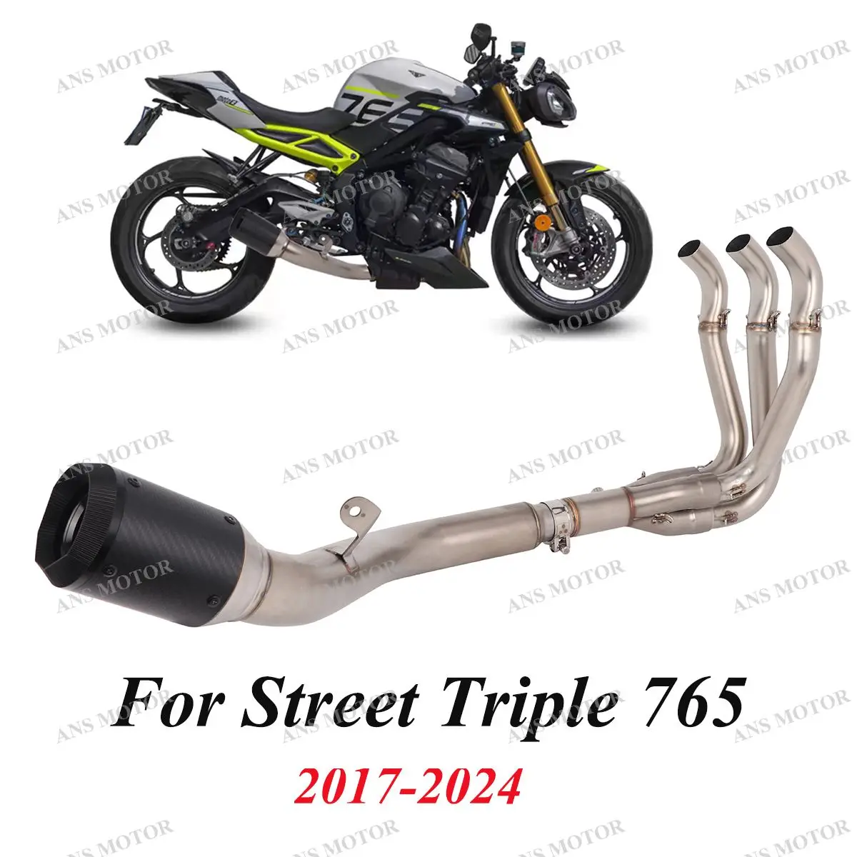 

Slip On For Triumph Street Triple 765 S/R /RS 2017-2024 Escape Full Exhaust System Connect original muffler Carbon Fiber