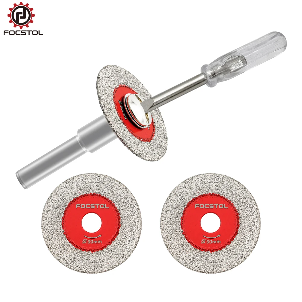 

FOCSTOL 5pcs Diamond Cutting Disc Glass Jade Crystal Tile Marble Saw Blade Brazed Glass Engraving Mini Saw Blade Round Shank