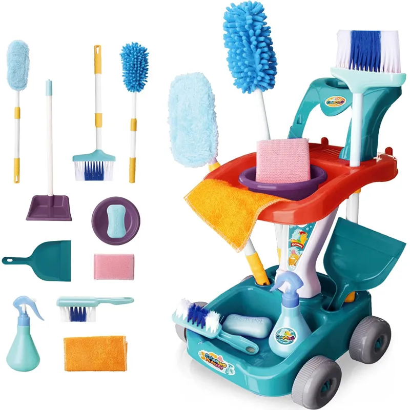 Nova Simulação Ferramenta De Limpeza Varrendo Brinquedo Vacuum Cleaner Kit de Limpeza Trolley Bebê Play House Housework Brinquedos Presentes Para crianças