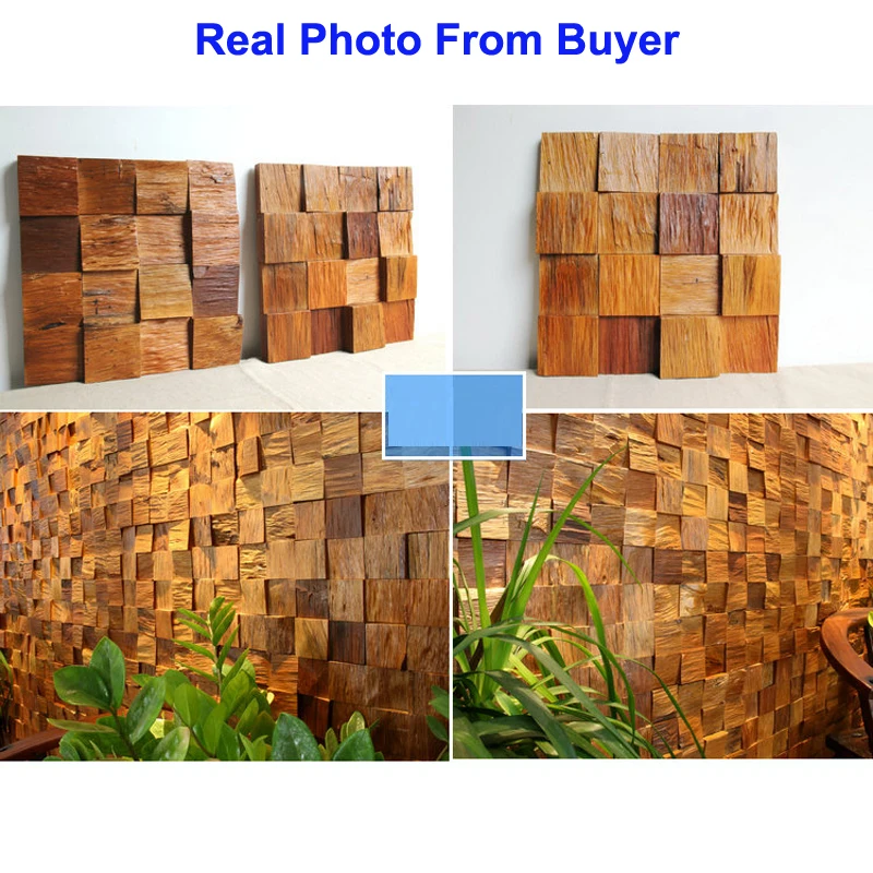 (18 Sheets) 3D Concave Convex Pine Wood Acoustic Wall Panels Wooden Mosaic Tiles for Home Office Wall Art Background Decor