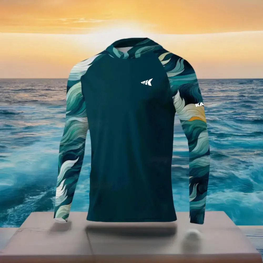 2025 Hoodie UPF 50+UV Protective Top Splicing 3D Printed Quick Drying Breathable Outdoor Hoodie Fishing Shirt