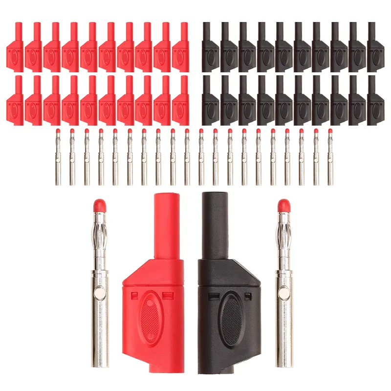 

20/100PCS 4mm Stackable Banana Plug Sheath Retractable Tube Wire Solder Connector High Voltage Nickel-plated Lantern Plug