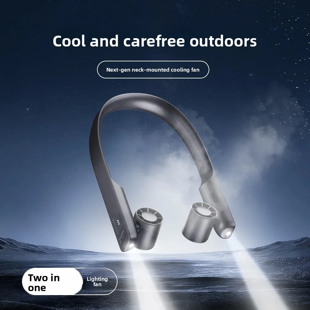 Portable Bladeless Neck Cooler, 2026 High Speed Fan with Lighting for Outdoor Daily Use