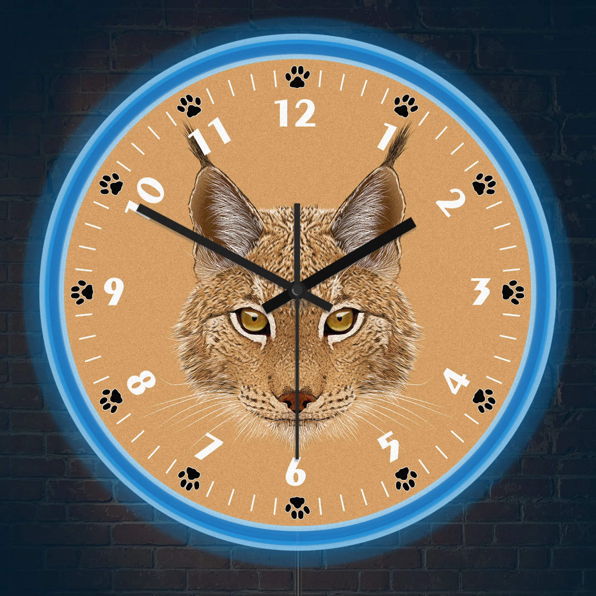 Lynx Wild Cat Silent Non Ticking Quartz Wall Clock With Built In Neon Rim Canada Wildlife Animal Home Decor LED Light Wall Clock