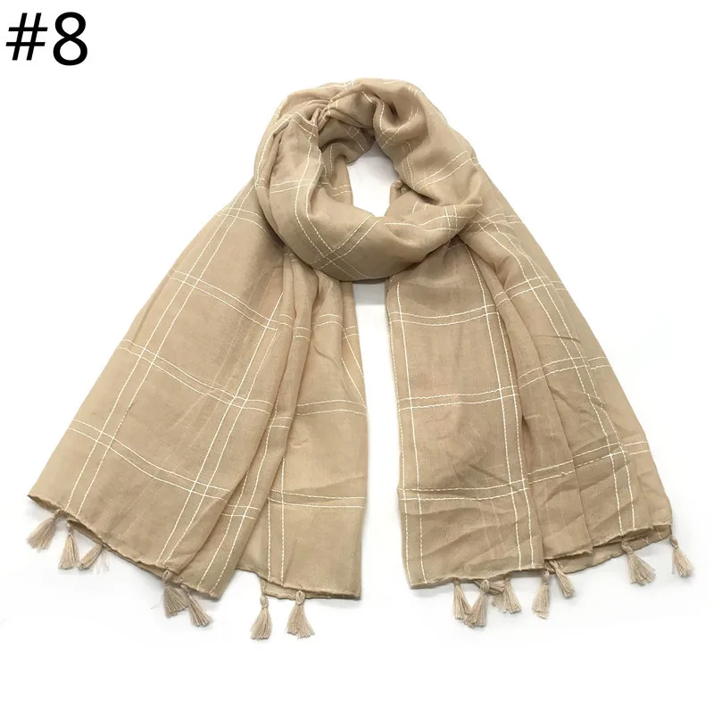 Cross-Border Amazon New Cotton Large Plaid Ribbon Pendant Fashion Scarf Women Shawl Wholesale