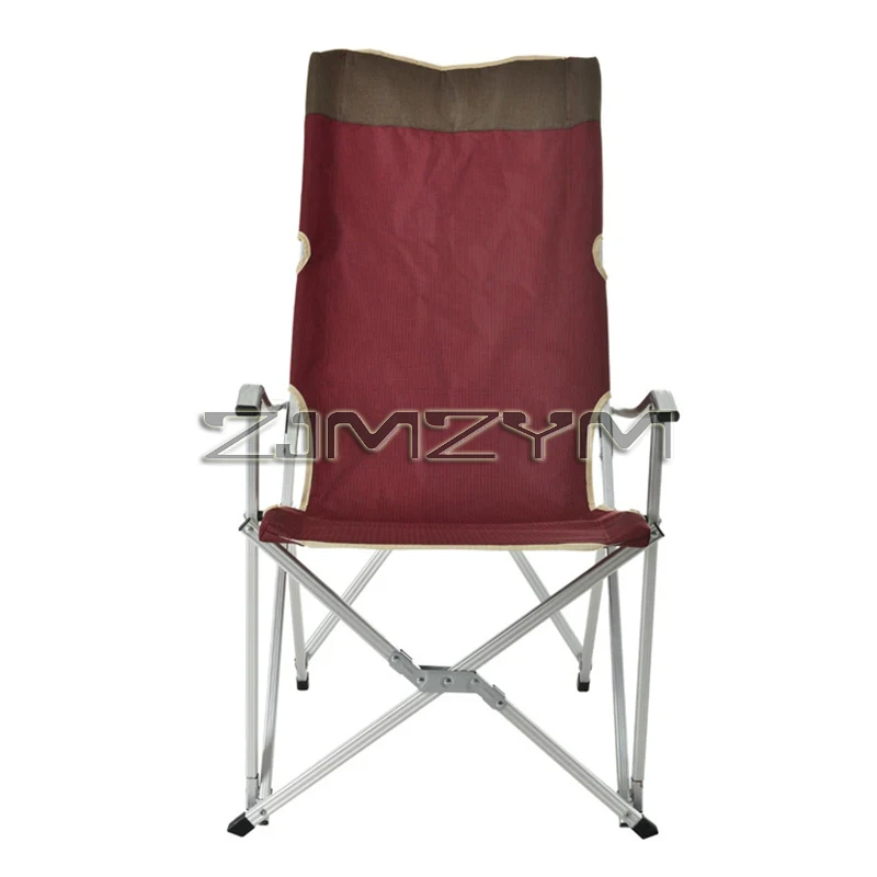 Aluminum High Back Chair Recliner Outdoor Camping Relax Folding Portable Fishing Travel Picnic Chair with Armrest