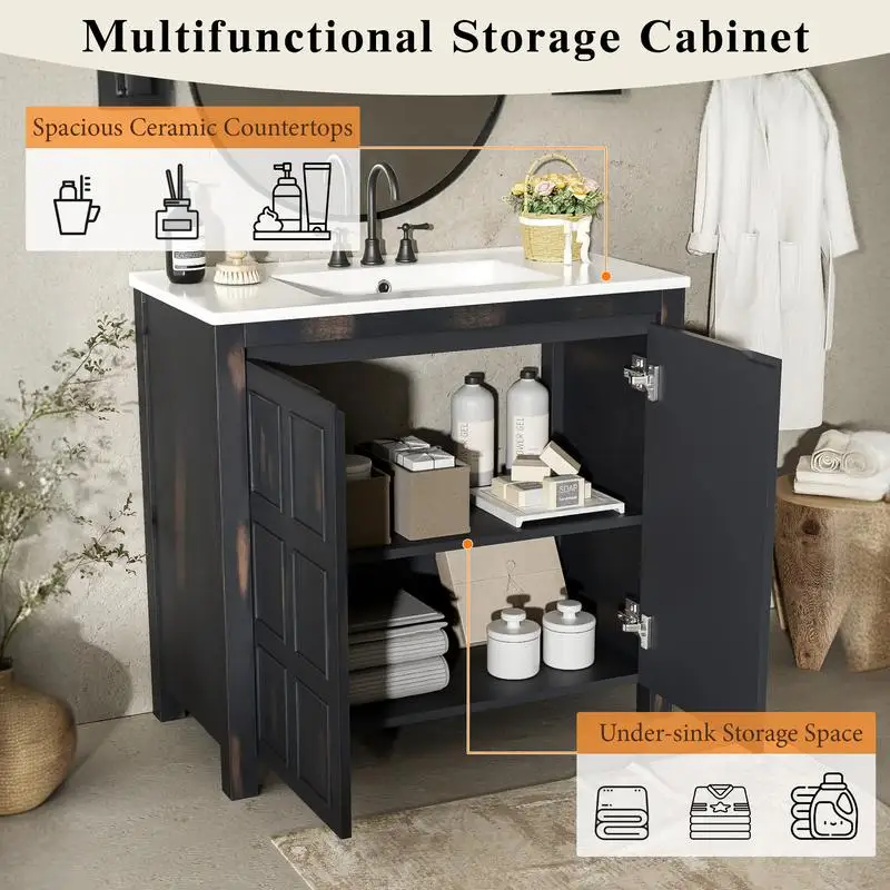 72" Espresso Double‑Sink Bathroom Vanity Set 6