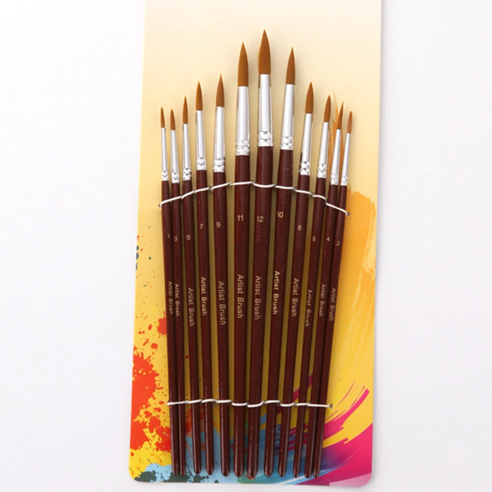 

Watercolor Painting Brush Set Wine Red 17.8-21Cm Nylon Hair Art Paint Brushes For Beginners Students Artists Supplies