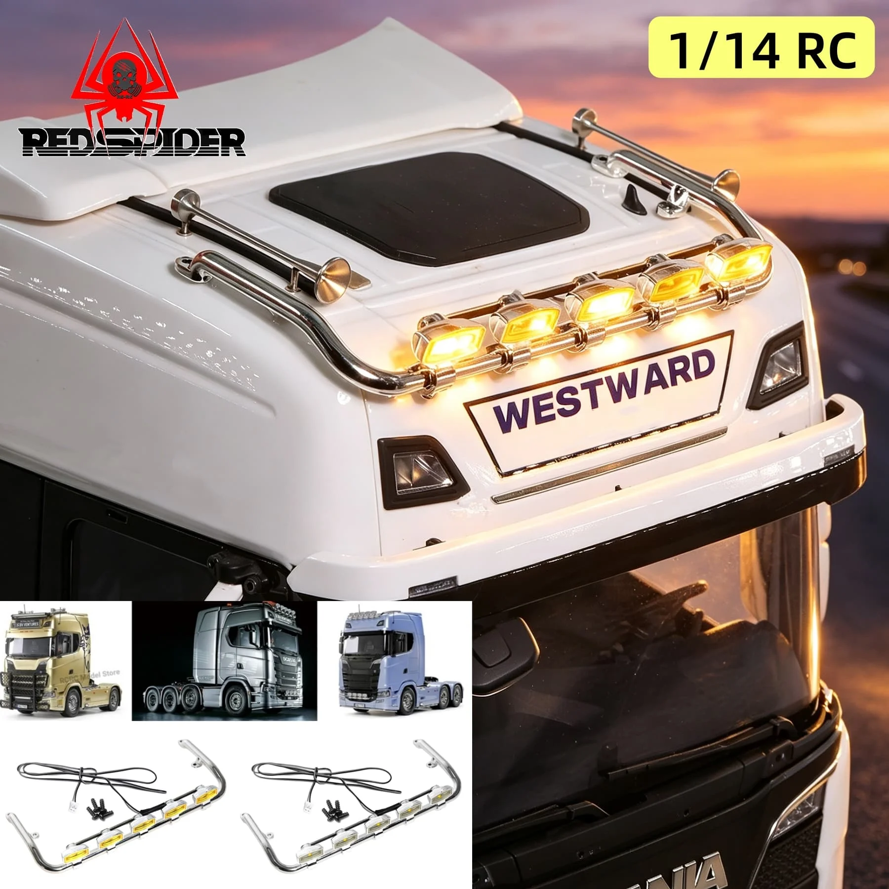 Spielzeug-LKW 770S Dachleuchtenleiste R617 für Tamiya Scania 770S Serie 1/14 RC Traktor-LKW Optionale DIY-Teile Zubehör