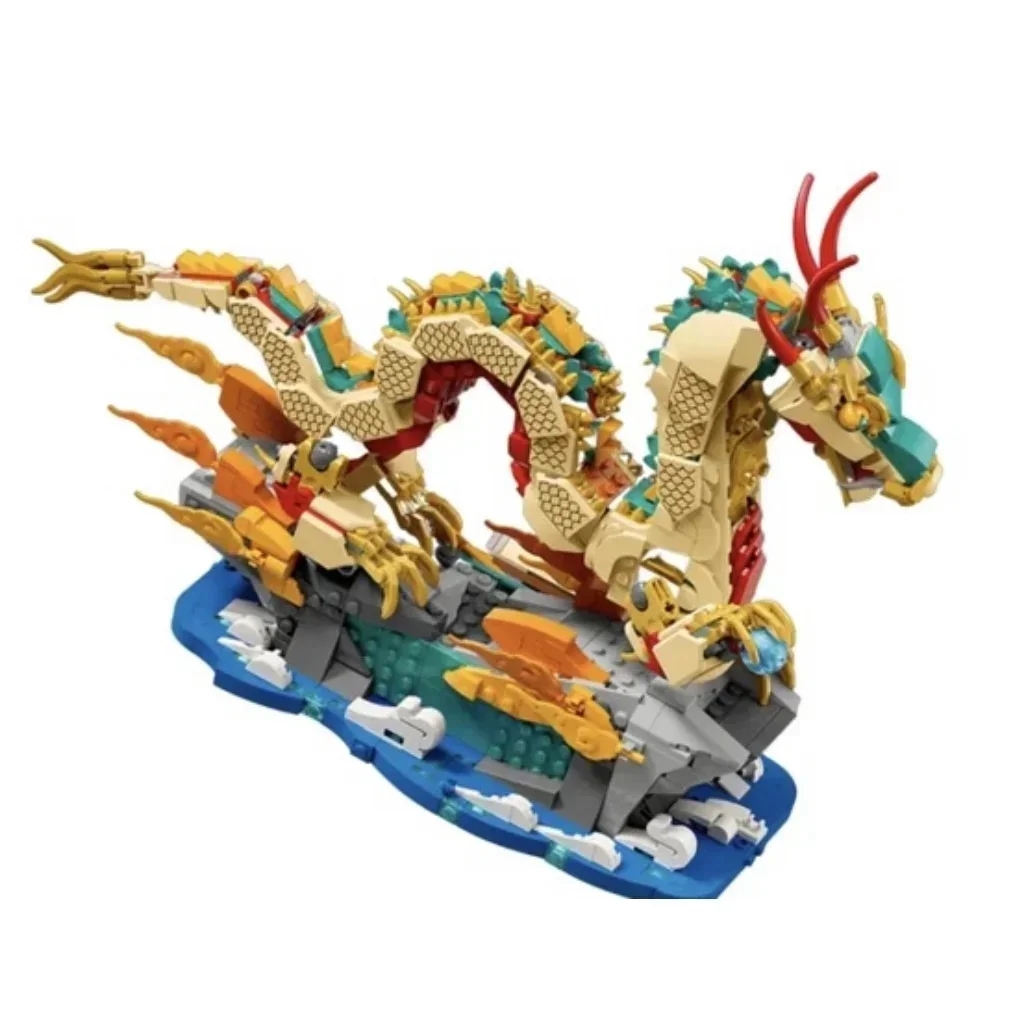 Bloques de modelo de dragón chino Xianglong Nafulong, Festival de Primavera, Compatible con 2024, regalos para niños, novedad de 80112