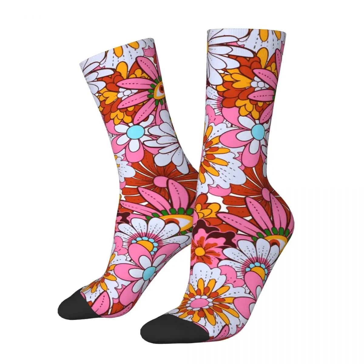 

Crazy compression Pink Fuchsia Flowers Sock for Men Harajuku Seamless Pattern Crew Sock Casual