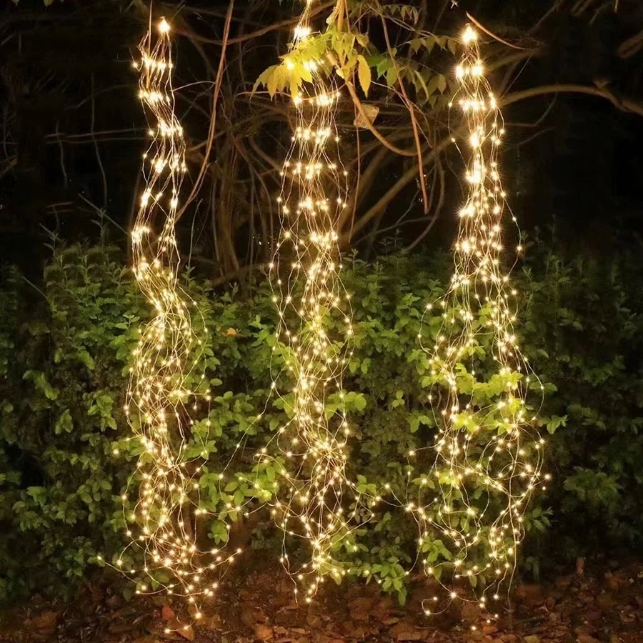 3IN1 Christmas Branch Vine Fairy Lights Garland With Remote 600 LED Outdoor Waterproof led Waterfall String Light For Tree Decor