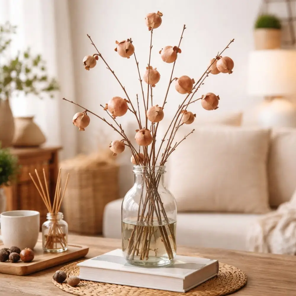 

8 Fruit Artificial Pomegranate Branch Plastic Realistic Foam Fruits Branches Handmade Decorative Simulation Pomegranate Fruit