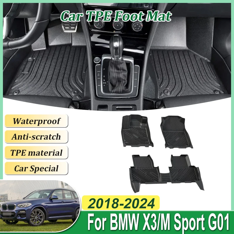 

Автомобильный коврик для BMW X3 G01 M Sport M40d 2018 ~ 2024 LHD TPE, панель для ног, коврик для ковра, водонепроницаемая часть, полная аксессуары Tappeto