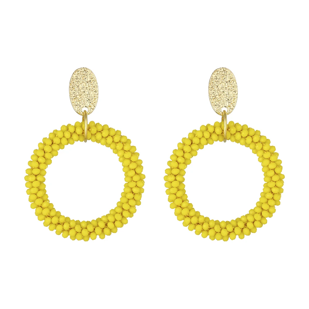 INKDEW Big Round Drop Earrings for Women Crystal Beads Handmade Earrings Jewelry Gift Vintage statement EA064